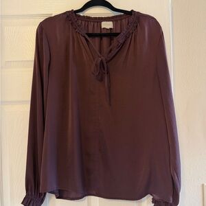 MELLODAY Plum Long Sleeve Blouse